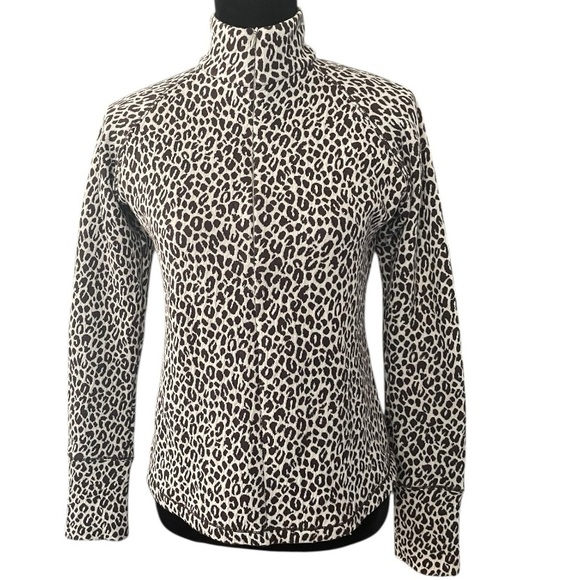 Lucy Activewear Jacket Womens Medium cream 1/4 Zip Leopard Print Pockets casual - Picture 1 of 6